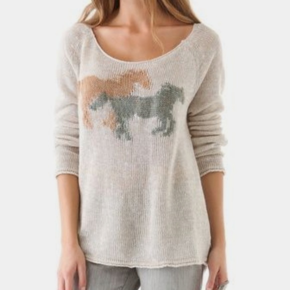 Free People Sweaters - Free People Sweater Pony Ride Horse L Pullover Tan